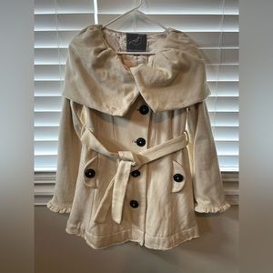 Knitted Dove - Cream - Coat with hood and pockets - M